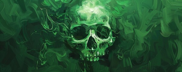 Abstract green skull illustration - obrazy, fototapety, plakaty