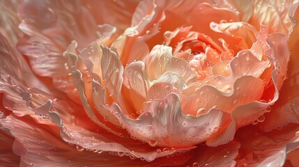 A close up of a pink flower with droplets of water on it. The flower is the main focus of the image, and the water droplets add a sense of freshness and life to the scene - obrazy, fototapety, plakaty
