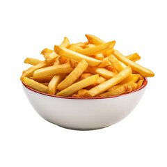 French fries on white background, French fries in a white bowl , fried potato in a white bowl