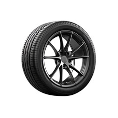Obraz premium Car wheel isolated on white, new tire, new vehicle wheel