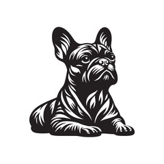 French Bulldog Silhouette: Elegant Canine Profile Design in Vector Illustration- French Bulldog Black Vector stock