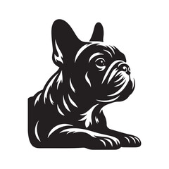 French Bulldog Silhouette: Elegant Canine Profile Design in Vector Illustration- French Bulldog Black Vector stock