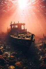 Fototapete Schiffswrack sunken ship wreck resting on the ocean floor