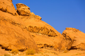 Fototapeta premium Close-up of Wadi Rum, Jordan sandstone rocks