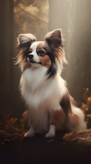 Papillon dog photography poster mobile phone vertical background