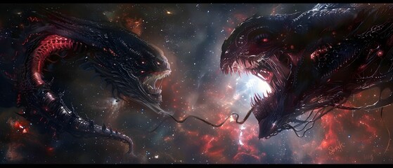 Cosmic Monsters Fierce Confrontation in the Depths of Space