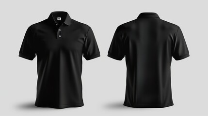 Front and back white black polo shirt mockup