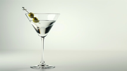 Martini glass with olives on rim, cocktail, drinking glass