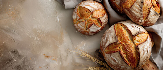 Fototapeta na wymiar Bread and wheat, food, background, freshness