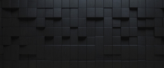 the wall is made of black wooden cubes, natural background colorful background