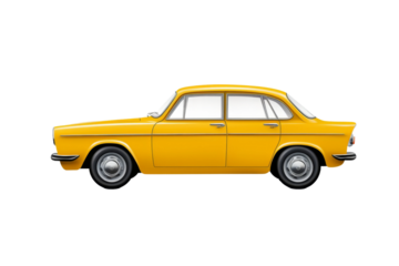 Yellow Car on White Background. On a White or Clear Surface PNG Transparent Background..