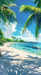 Tropical beach digital illustration