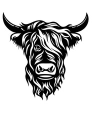 Highland Cow illustration, Highland Cow Stencil, Cow Head Vector, Highland Cow Head Cut File, Highland Cow Clipart, Buffalo 