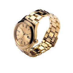 Luxury men watch isolated on white background. With clipping path. Gold watch. Men watch. 