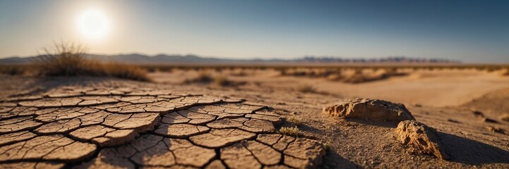 Dry and barren land due to drought - obrazy, fototapety, plakaty