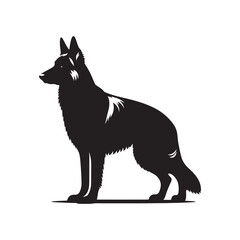 German Shepherd Silhouette: Majestic Canine Profile Design in Vector Illustration- German Shepherd black vector stock.