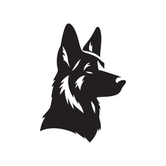 German Shepherd Silhouette: Majestic Canine Profile Design in Vector Illustration- German Shepherd black vector stock.