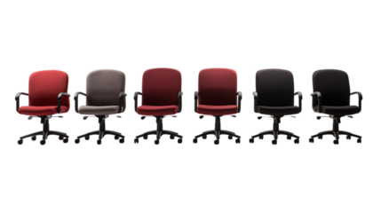 Set of office leather, armchair, chairs - Black, Red, Brown on white background