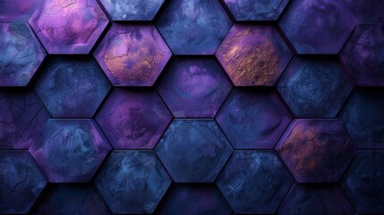 Abstract purple and blue hexagonal background - obrazy, fototapety, plakaty