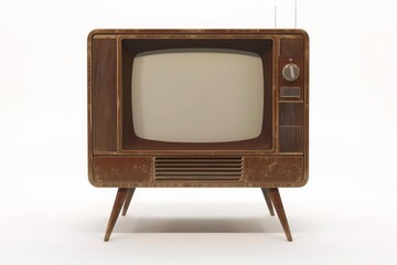 Old Vintage Retro TV Television Set with Blank Screen Isolated on White Background, 3D Illustration