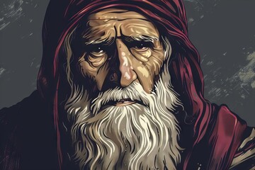Patriarch Abraham, father of faith and covenant, biblical figure portrait illustration - obrazy, fototapety, plakaty