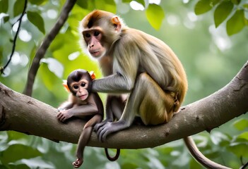 white tailed macaque sitting on a branch, monkies, funny animals