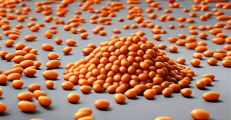 Small red orange lentils isolated on a background