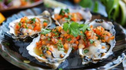 Oyster with caviar, healthy delicious food