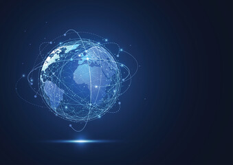 Global network connection. World map point and line composition concept of global business. Vector Illustration
