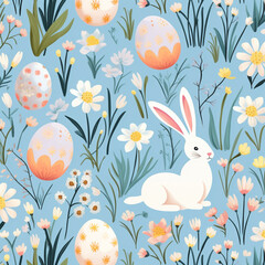 easter background with eggs and bunny,Easter concept,Generated By Ai