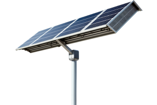 Street Light With Solar Panel. On a White or Clear Surface PNG Transparent Background..