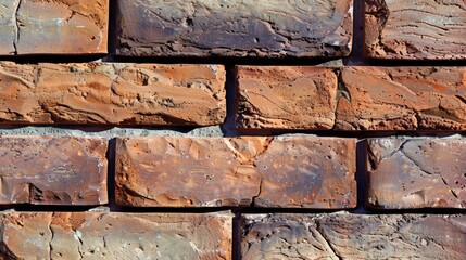 Close-up of red brick wall texture