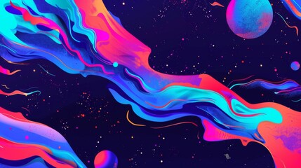 Dynamic Blue, Pink, and Purple Swirl Painting