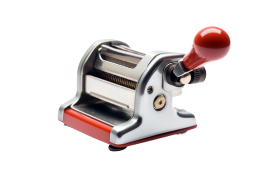 Red and White Stapler With Red Handle. On a White or Clear Surface PNG Transparent Background..