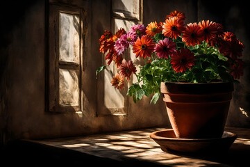 Fototapeta na wymiar Still life with flowers and light, Generated using AI