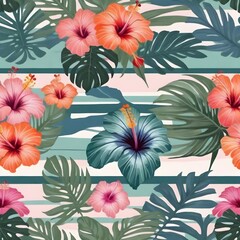 tropical floral leaves pattern design.