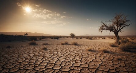 Dry and barren land due to drought