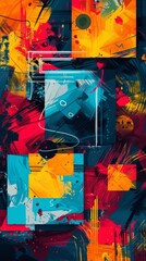 Abstract colorful art composition with dynamic shapes