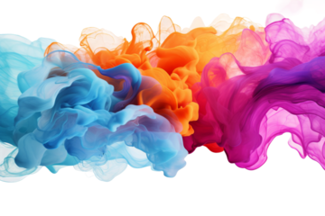 Floating Group of Colored Inks. On a White or Clear Surface PNG Transparent Background..
