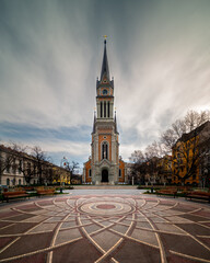 Church of St. Francis of Assisi in Budapest. Renewed catholic church in capital city of hungary. Is called Bakats square's church too