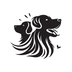 Golden Retriever Silhouette: Graceful Canine Profile in Vector Illustration- Golden Retriever black vector stock.