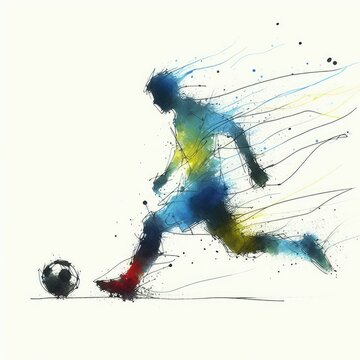 Football player in watercolor paint illustration with Generative AI.