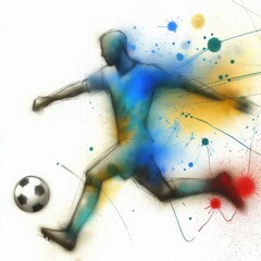 Football player in watercolor paint illustration with Generative AI.