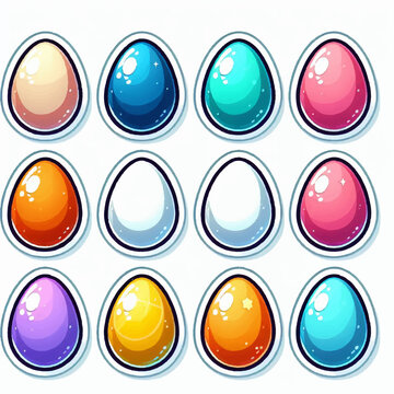 colored eggs easter stickers