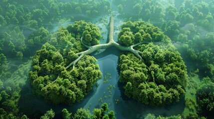 Fantasy landscape with surreal giant tree - obrazy, fototapety, plakaty