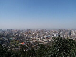 Aerial view of the city from the mountainside