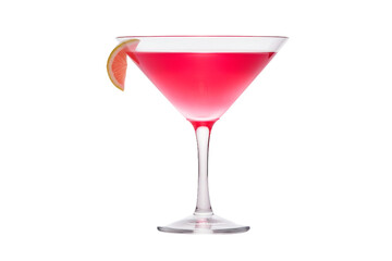 Pink Drink With Orange Slice on Rim. On a White or Clear Surface PNG Transparent Background..