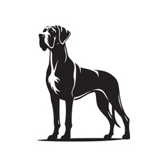 Graceful Great Dane Dog Silhouette: Majestic Canine Profile Illustration- Great Dane Black Vector Stock.