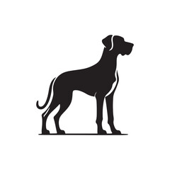 Graceful Great Dane Dog Silhouette: Majestic Canine Profile Illustration- Great Dane Black Vector Stock.