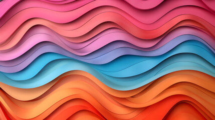 abstract papercut background consisting of iridescent multi colored lines of stepped character. layers of paper like in quilling - obrazy, fototapety, plakaty